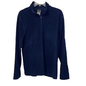 The North Face Navy Blue 1/4 Zip Mock Neck Fleece Jacket Top Mens Size Medium